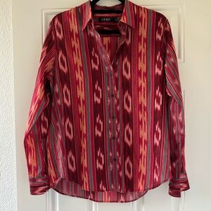LAUREN Ralph Lauren Collared Shirt with Southwest Pattern EUC Size Large